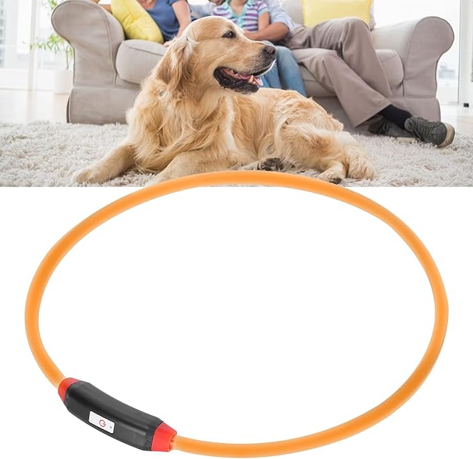 LED Dog Collar, USB Rechargeable Light Up Dog Collars, Adjustable Cuttable Night Walking Dog Lights, Reusable Safety Glowing Dog Collar Pet Necklace for Small Medium Large Dogs