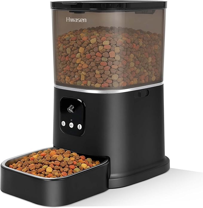 5L Smart Automatic Pet Feeder for Dogs Cats - WiFi Programmable Food Dispenser with App Control，Stainless Steel Bow - Dry Food Feeder for Small Medium Pets, Remote Feeding Schedule (Large)