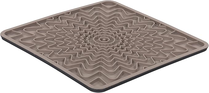 Messy Mutts Framed Silicone Therapeutic Licking Mat | 9.5" x 9.5" | Slow Feeder Mat for Boredom & Anxiety | Lick Pad for Dogs & Cats | Grey