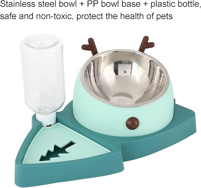 Raised Cat Dog Bowls, Pet Food Feeder and Automatic Water Dispensers Set with Detachable Stainless Steel Bowl, Elevated Tilted Pet Water and Food Feeder Set for Cats Dogs Kitten