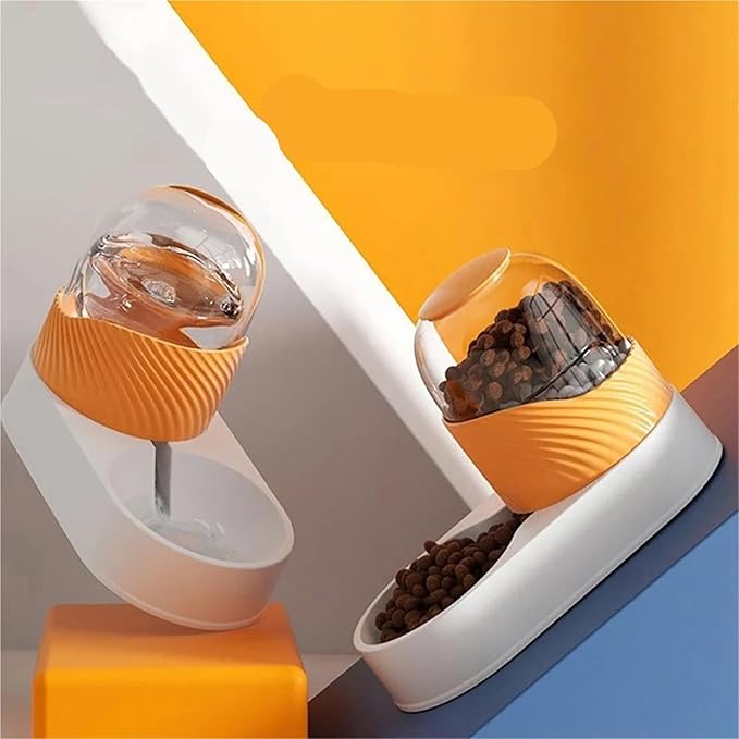 Automatic Pet Feeding Bowls Cat Water Dispenser Pets Feeder 3.5L Large Capacity Dog Food Drinking Fountain Bowl(Orange)