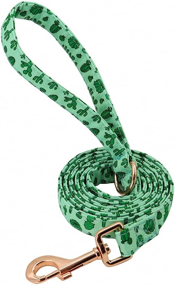 Rhinestone Personalized Dog Collar Leash Set Flower Printed Customized Pet Collar Puppy ID Collar for Small Medium Large Dogs Green Leash 150cm L