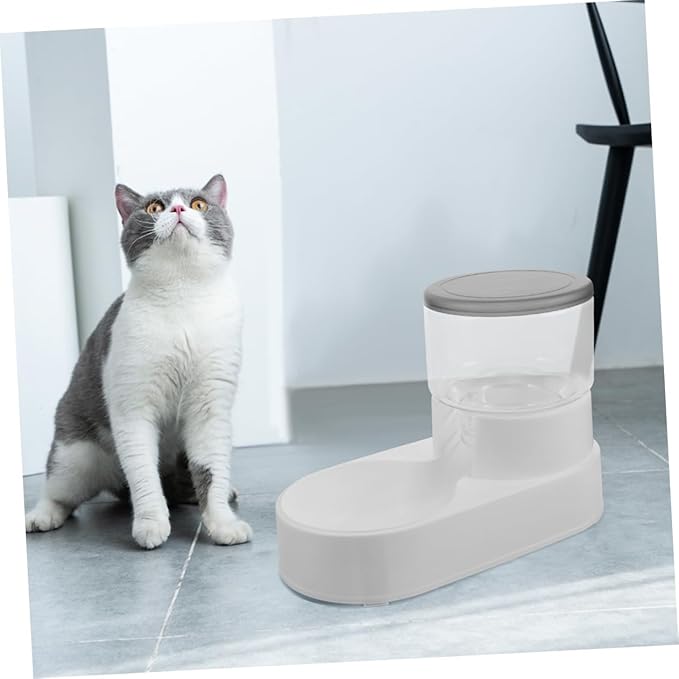 balacoo 2pcs Automatic Cat Feeder Waterer Break-Resistant Plastic Easy-Clean Compact Pet Supply for Dogs and Cats