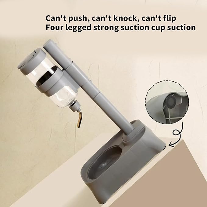 Gray Automatic Pet Drinking Fountain and Feeder Bowl with Height Adjustable for Dogs and Cats Adjustable Pet Bowl