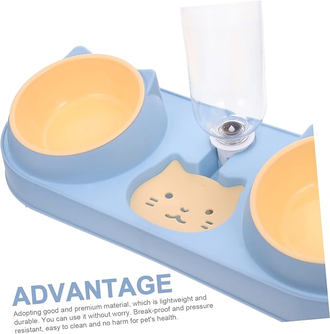 Double Bowl Pet Feeder Automatic Cat Dog Feeder Elevated Food Bowl Water Container Break-Resistant Easy Clean