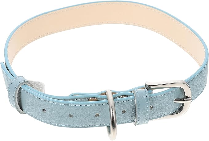 Alipis Adjustable Pu Dog Collar Light Blue XL, Puppy Neck Ring Pet Collar for Outdoor Use, Soft Adjustable Neck Circle for Dogs and Cats
