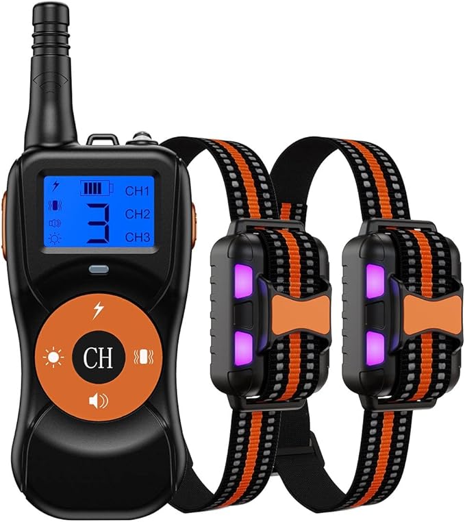 Pets Dog Training Collar, Shock Collar for Dogs with Remote, 2 Receiver Rechargeable Dog Shock Collar, for Medium and Large Dogs with 4 Training Modes (Color : Orange)