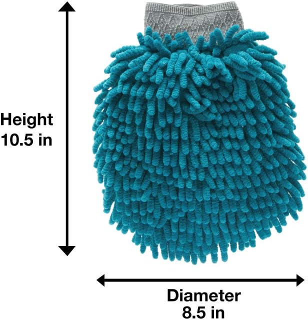 Messy Mutts Microfiber Grooming Mitt | Chenille Microfiber Dog Shammy Mitt | Machine Washable Paw Cleaner | Blue