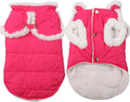 Shawl Design Fleece Lined Warm Dog Jacket for Winter Cold Weather,Soft Windproof Medium Dog Coat,Pink L
