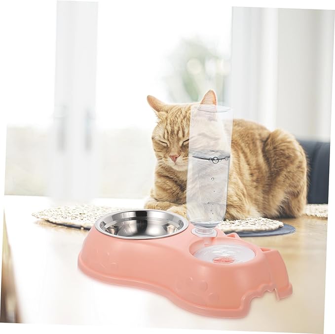 Milisten 1set Automatic Dual Pet Feeder and Water Bowl for Cats and Dogs Removable Bottle Easy to and Safe Design for Busy Pet Owners