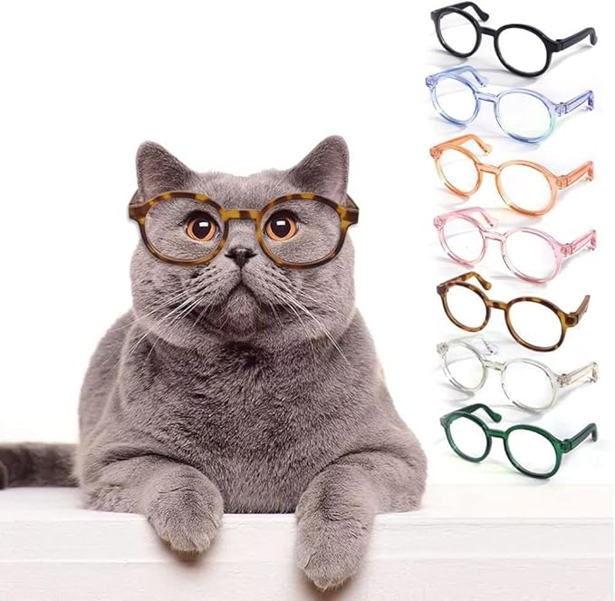 Black Pet Dog Cute Glasses Clear Lens Retro Glasses Photo Props Transparent Cat Sun Glasses for Small Dogs Cats Cosplay Costume Dog Sunglasses