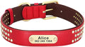 Rhinestone Custom Dog Collars Leather Personalized Crystal Pet Collar Padded Collars Adjustable for Small Medium Large Dogs Red M