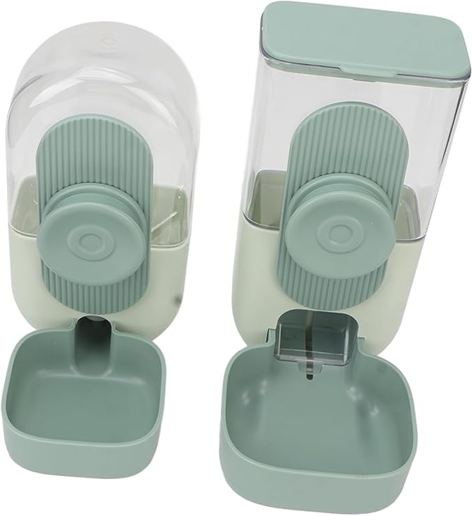 Hanging Food Water Dispenser,Hanging Automatic Dog Food Water Dispenser Cage Cat with Bowl for Pet (Mint Green)