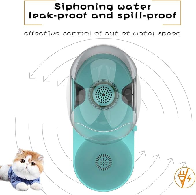Cat Dog Water Dispenser,Cats Gravity Waterer Feeder Bowl,Snail Shape Cats Automatic Drinking Fountains for Cats/Dogs Non-Slip Round 2.8L