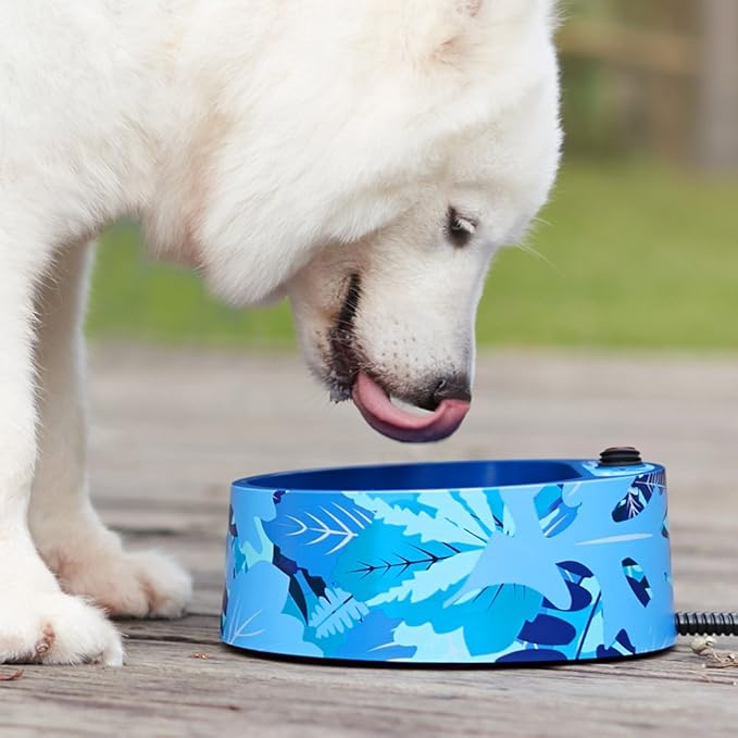 Heated Pet Water Bowl, Outdoor Thermal Dog Cat Bowl with 69 Inch Chew Resistant Cord and Waterproof ON/Off Switch