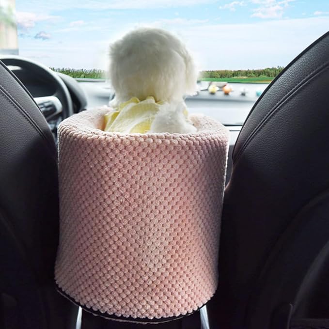 Portable Center Console Dogs Cats Car Bed, Pet Booster Seat, Comfortable Pet Armrest Car Seat, Coral Velvet Travel Pet Console Seat - Pink