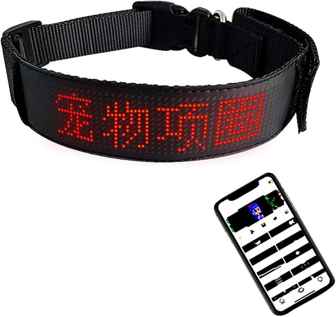 Rechargeable Dog Safety Collar DIY Flashing Attractive Polyester Ribbon Lighted Neck Loop High Visibility for Night (Red)