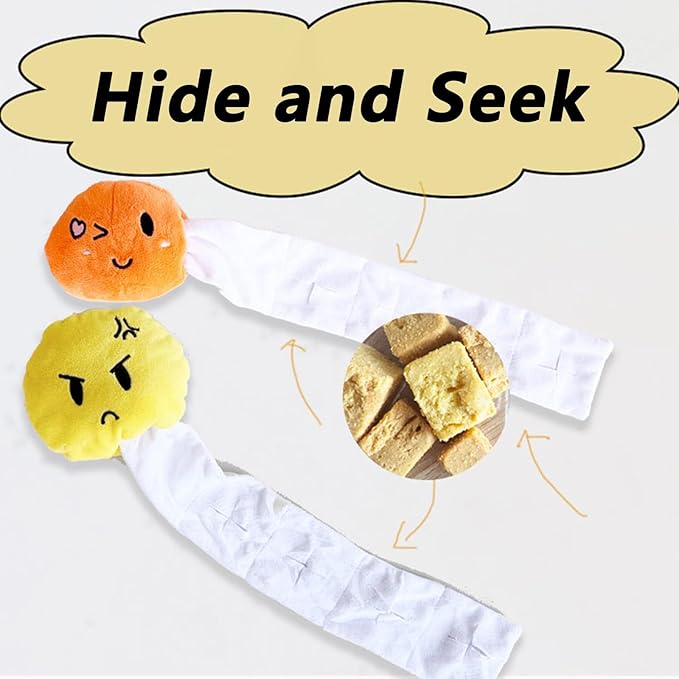 Snuffle Dog Enrichment Toys Interactive Dog Puzzle Toys with Rustling Hide and Seek Plush Dog Toy for Dog Boredom and Nose Work (Cheese Balls)