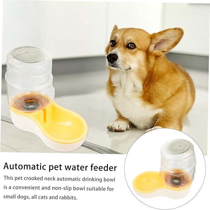 HEMOTON 1pc Automatic Pet Water Feeder Deep Drinking Trough Pet Dog Cat Water Bowl Special Angle Design for Cervical Support Replacement for Old Bowls