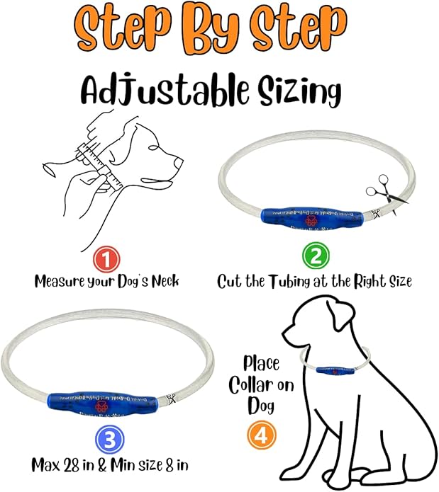 Dog Collar Light, Adjustable & USB Rechargeable, Water resistant, 3 light modes. Keep your Dog visible & safe at night, during walks. Suitable for all Pets, even people