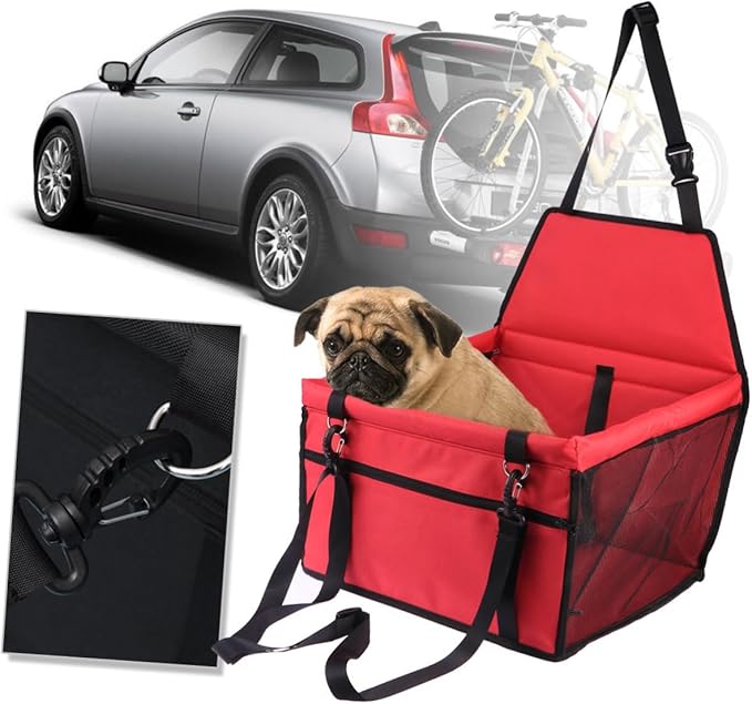 Sosoport Mesh Pet Bag for Car Dog Car Seat Thick Support Rods Safe Travel Companion