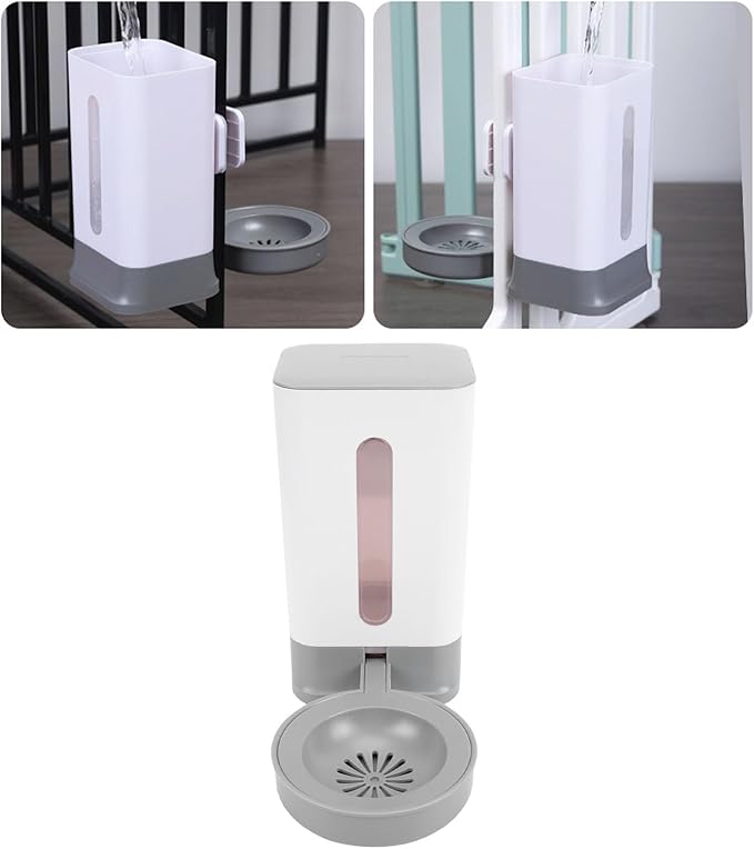 Pssopp Hanging Cage Automatic Pet Waterer, 1.5L Cage Water Bottle Pet Water Container for Dogs Cats Bunny Indoor (Grey)