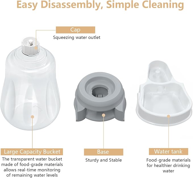 1.6 Gallon Automatic Dog Water Dispenser, Large Capacity Gravity Pet Water Bowl for Multiple Pets, BPA-Free Cat Water Feeder for Large Dogs, Refill Less Often, Grey