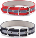 Campsis 2PCS Reflective Dog Collar Adjustable Metal Buckle Dog Collars Puppy Collar with Reflective Strip for Small Medium Large Dogs (M=10.2-13.4inch)