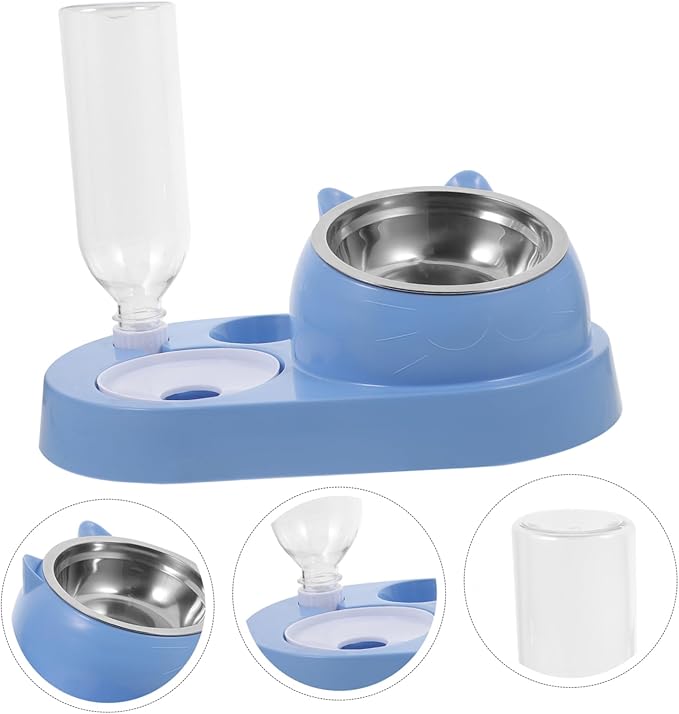 Stylish Pet Feeder Dual Bowl Dog Cat Water Dish Automatic Watering System Home Decor