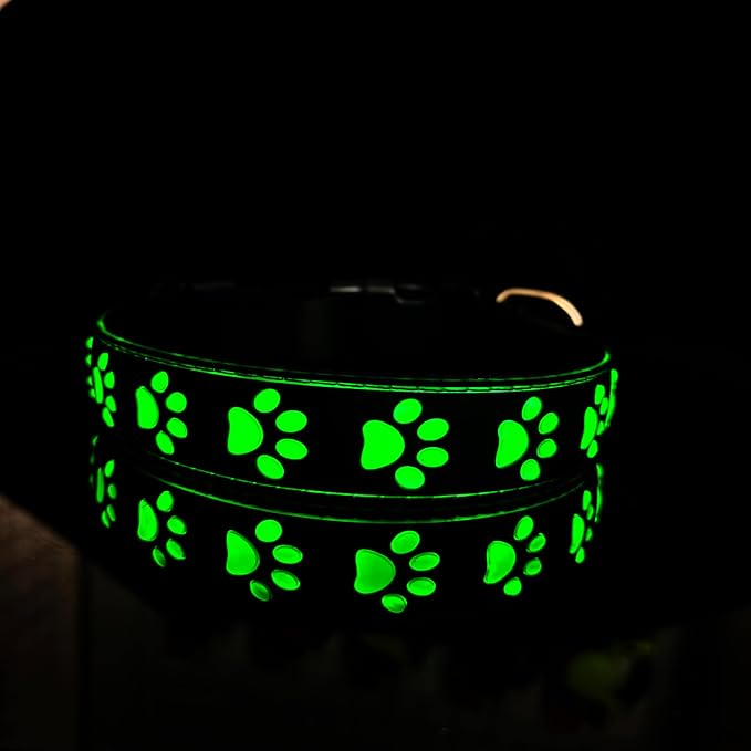 Subversive USB-C led Light up Dog Collar, Subversive 3D Cross Design Comfortable and Soft Material,Multicolored Lighting (PAW-Black, L(19.7-23.6"))