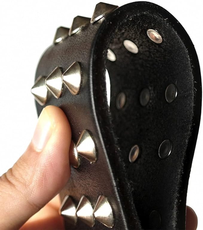 Pug Dog Collar Leather Adjustable Spikes Pet Collar for Small Medium Large Dogs Black Brown Bull Dog coleira