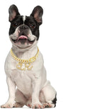 MUMUPET Custom Dog Collar Chain Golden Diamond Name Letters Cuban Style Collar Jewelry Secure Buckle Small Medium Dog Accessories