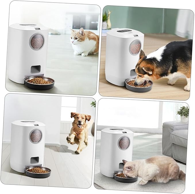 Automatic Pet Feeder for Cats Dogs Rabbits Smart Programmable Dry Food Dispenser with Voice Recording and Timed Feeding Detachable Easy-Install Pet Feeding Container