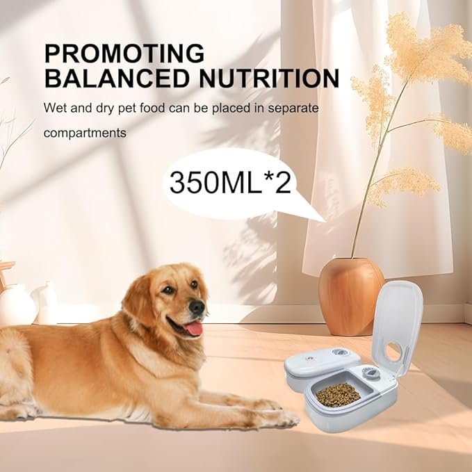 YANZEO Automatic Pet Feeder, 2 Meals Smart Pet Cat Dog Feeder with 48-Hour Timer for Cats and Small/Medium Dogs Pet Food Feeder