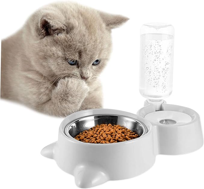 Automatic Pet Feeder Bowl Dual Use Water Dispenser and Food Bowl for Dogs and Cats Easy to Design Leak Water Tank Convenient Feeding