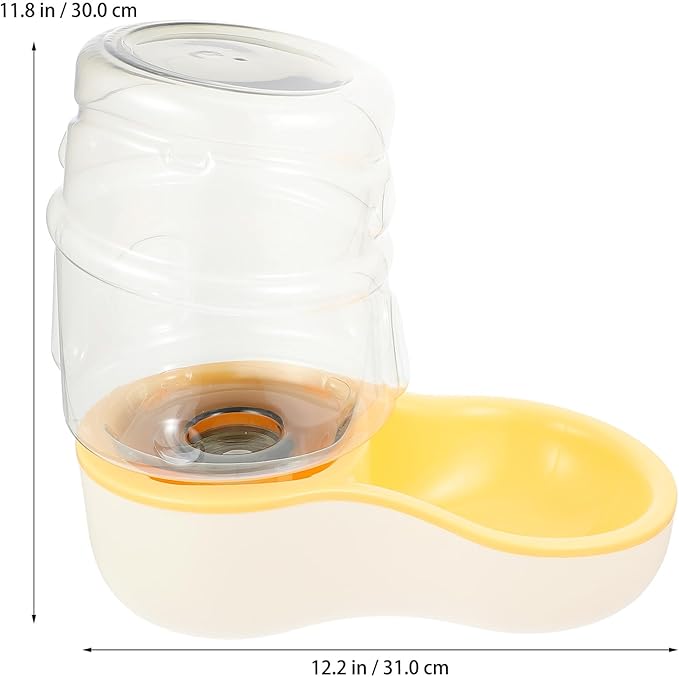Automatic Pet Water Dispenser Bowl Cream Yellow Slant Design Plastic Dog and Cat Drinking Waterer Suitable for Continuous Hydration in Home and Travel