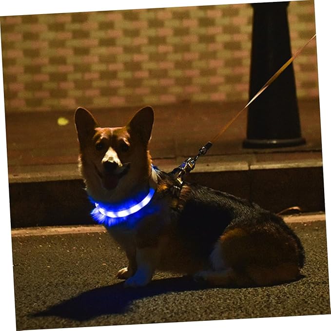 Luxshiny USB Rechargeable LED Pet Collar Luminous Night Safety Light Up Dog Collar for Comfortable Lightweight Use