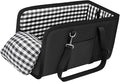 Center Console Dog Car Seat for Small Dogs Up to 11lbs Anti-Collapse Armrest Booster Seat with Headrest Stabilizing Straps Portable Pet Carrier Bag Travel Safety Kennel with Internal Tether (Black)