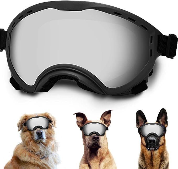 Dog Sunglasses with Adjustable Strap, UV Protection, Winproof Puppy Sunglasses, Suitable for Dogs Eyes Protection,Soft Dogs Goggles
