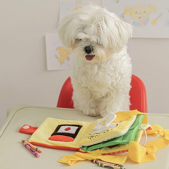 Dog Plush Toy Stuffed Treat Dispensing Book Shape Interactive Chew Relieving Stress Improving for Healt