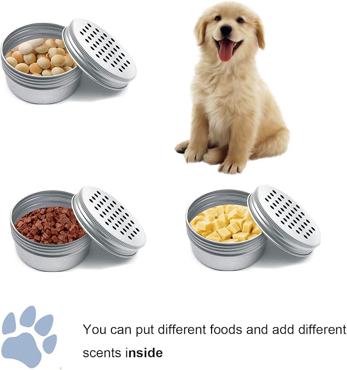 Dog Scent Work tins Nose Scent Training Kit Magnetic Dots Scent Work Training Tins Metal Box Smell Training Kit Aluminum Cans with Lids Nose Work Containers for Dogs (10 Pack)