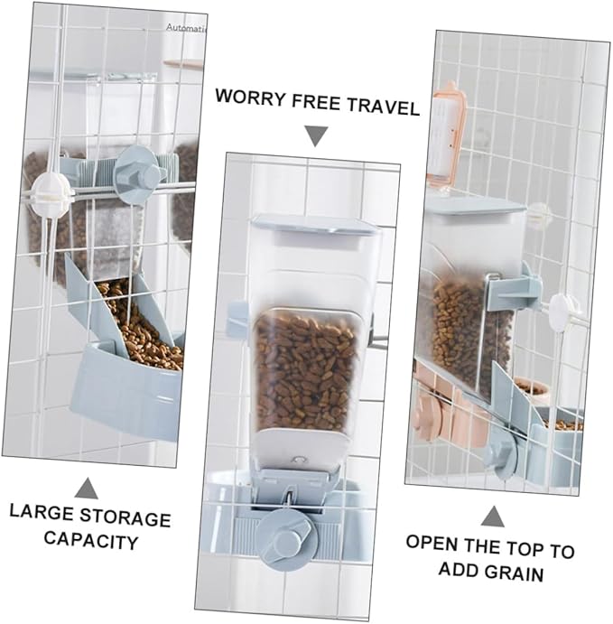 SUPVOX Automatic Pet Food Dispenser Hanging Dog Feeder 2L Large Capacity Gravity-Operated Bowl for Cage Feeding Suitable for Puppies and Adult Dogs