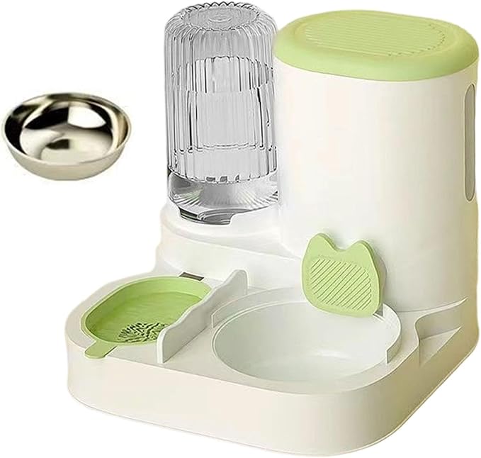 Automatic Dog Feeder and Water Dispenser Automatic Pet Feeder Compact Pet Supplies Travel Supply Food Feed Dog Bowl for Puppy, Green
