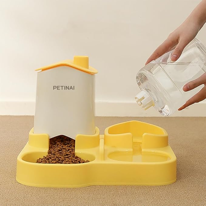 Automatic Dog Cat Water Dispenser Gravity Feeder Set, Pack of 2, Small, 6-Pound Food Capacity