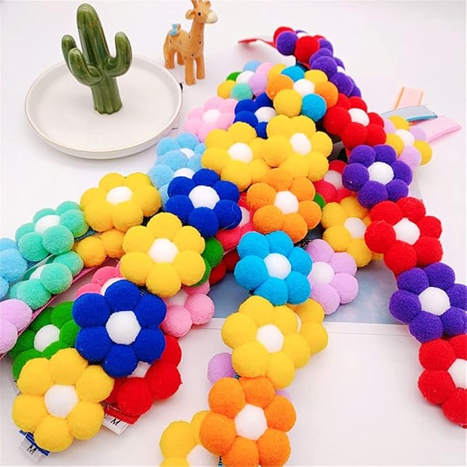 Pet Shiba Inu Corgi Rainbow Flower Collar Cats Dog Hair Ball Collar Adjustable Dog Cats Toy (Pink Red XXLarge)