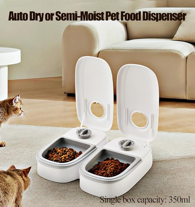 Automatic Pet Feeder for Cats Dogs,Programmable Pet Feeder,Auto Dry or Semi-Moist Pet Food Dispenser with 48-Hours Timer for Kitten Puppy (Gray, 1Meal)