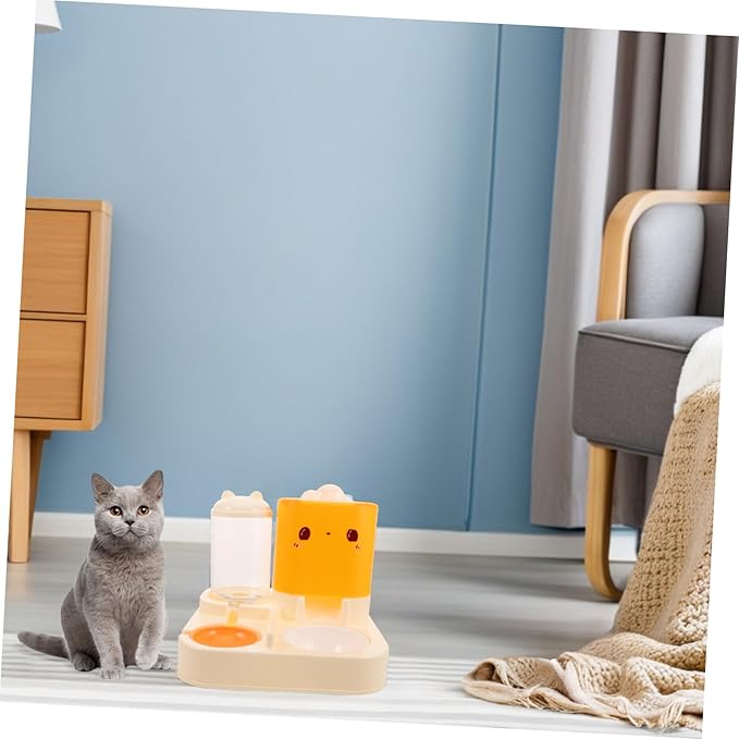 UPKOCH Automatic Water Dispenser Cat Dog Feeder Double Bowl Space-Saving Design for Pets