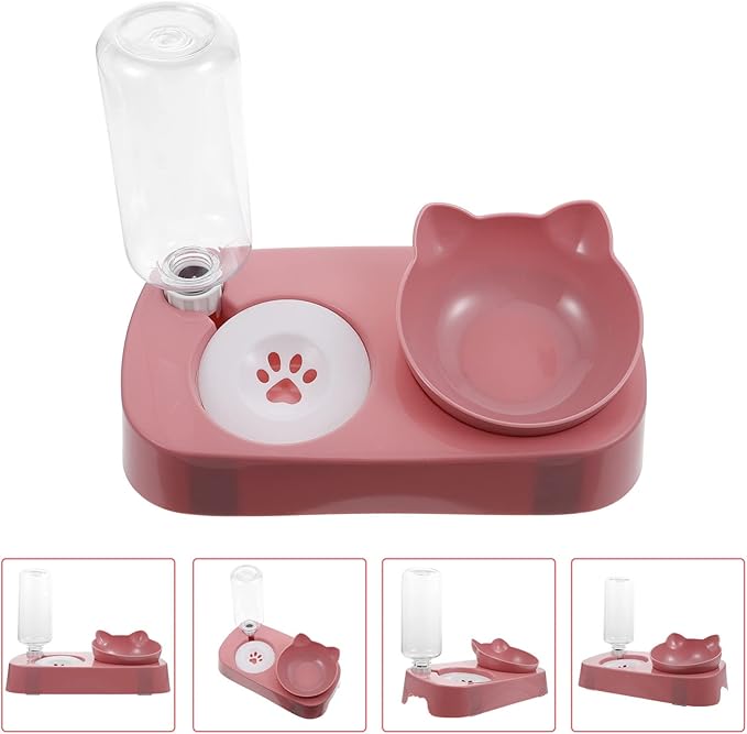 POPETPOP 1set Automatic Pet Water Dispenser and Food Serving Bowl for Dogs and Cats -Spill Design Use