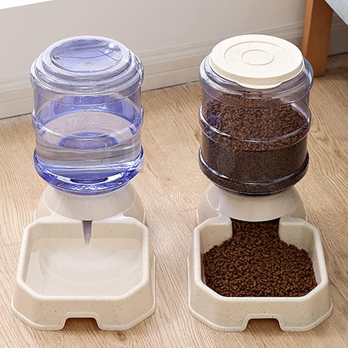 Pet Feeder and Waterer Self Dispensing Fed Automatic Feeder Food and Water Dispenser Dog for Pets Food Bowl Pet Automatic Feeder and Waterer Combo