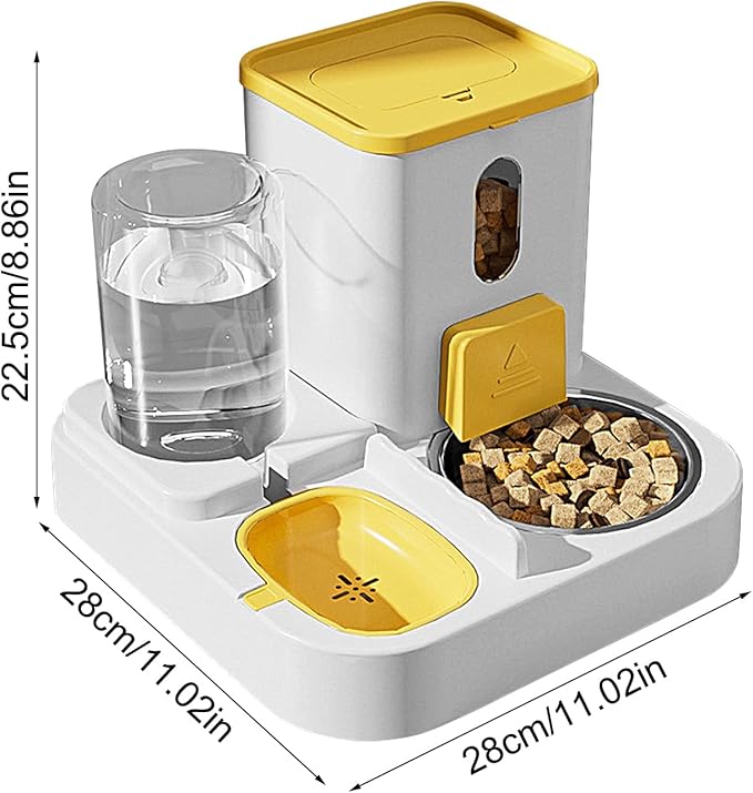 Pet Feeder and Water Dispenser Set – Electric Hydration Fountain with Food Container | Auto Feeding System for Cats Dogs Travel Dorm Home Hotel School Daily Meal Water Routine